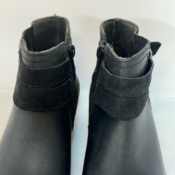 Clarks Adreena Show Black Leather Side Zip Buckle Comfort Ankle Bootie Women 6 - Picture 7 of 13